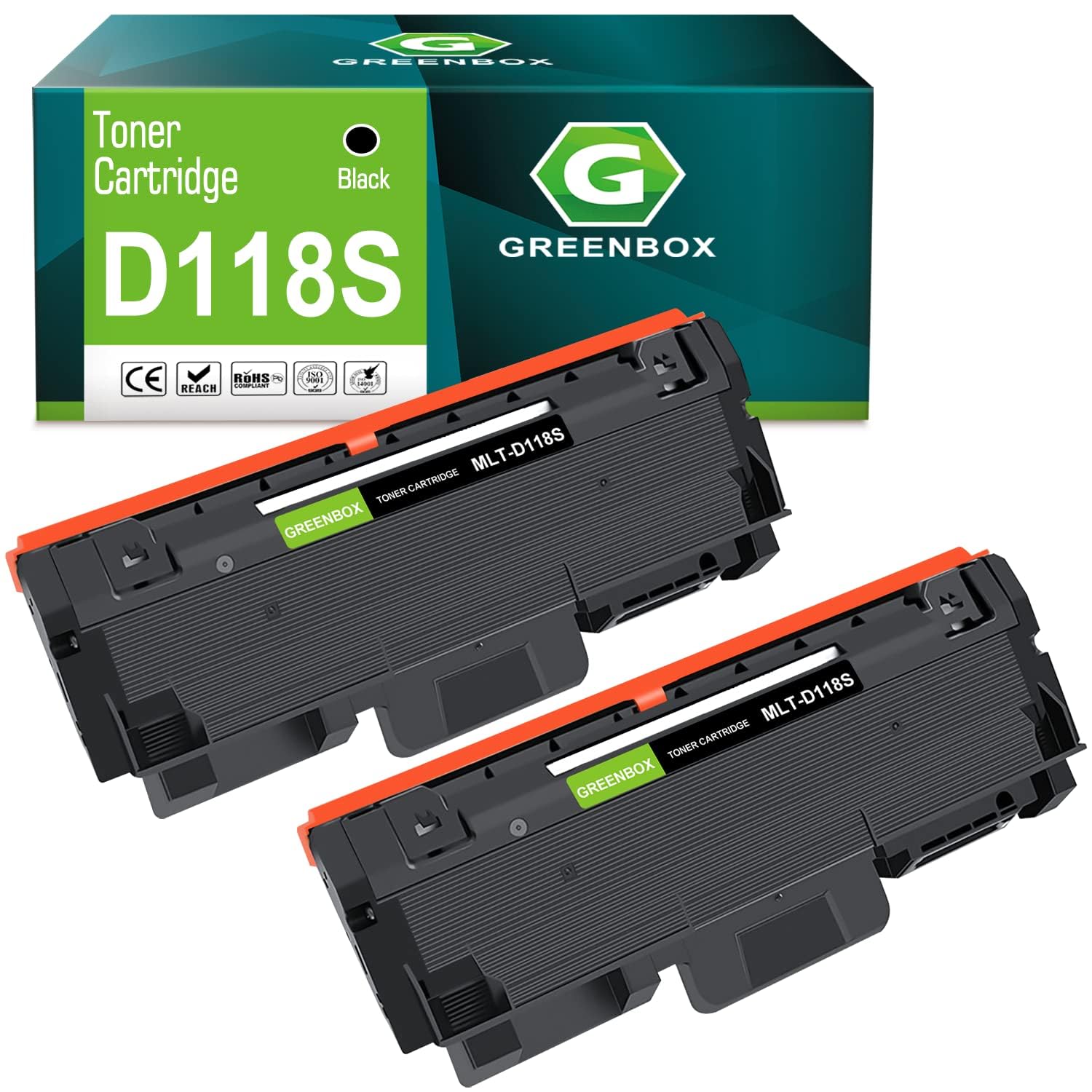 GREENBOX Compatible MLT-D118S Toner Cartridge 1,200 Pages Replacement for Samsung MLT-D118S D118S Toner for Xpress M3015DW M3065FW Printer (2 Black)