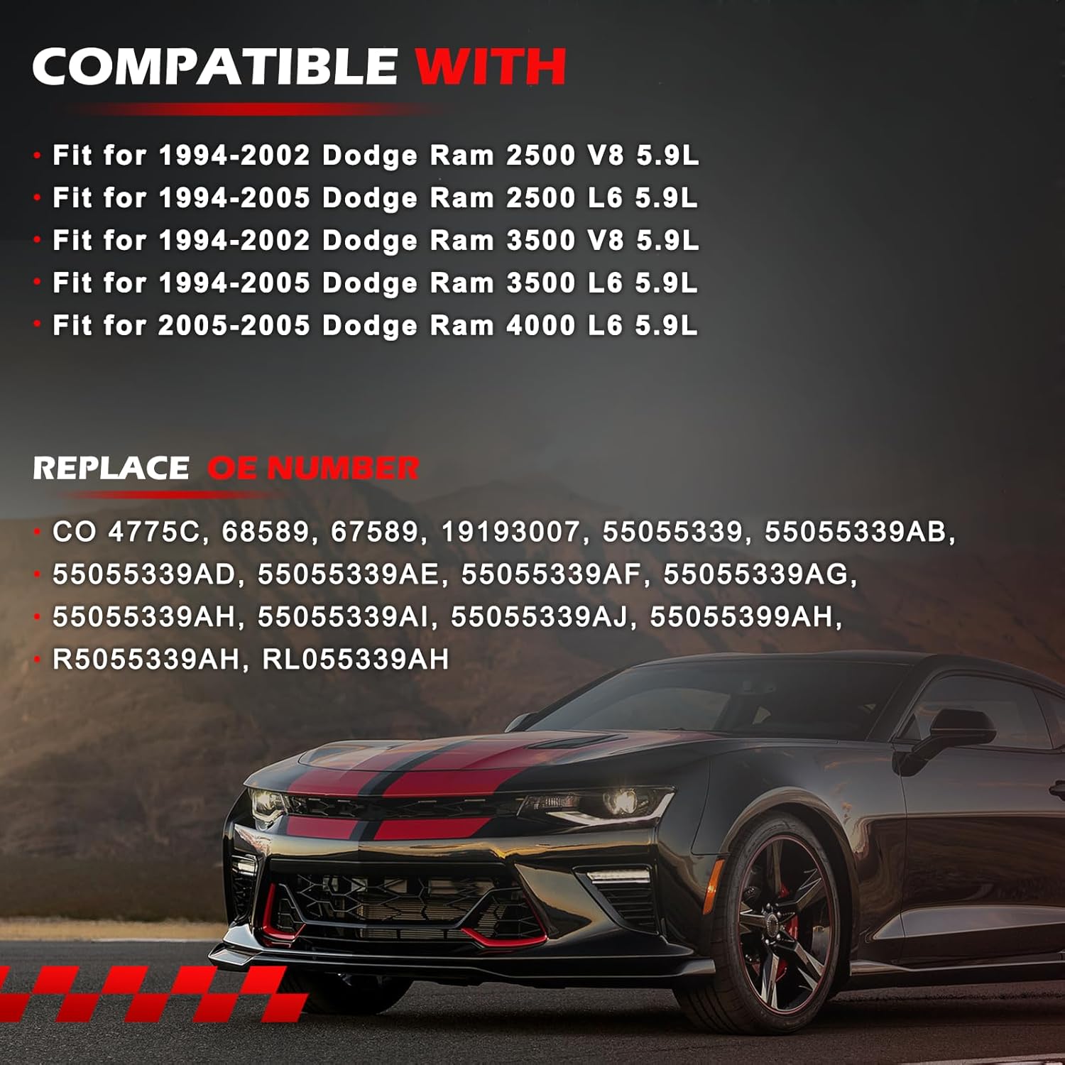 AC Compressor Fit for Ram 2500/ Ram 3500 5.9L 1994-2005, Ram 4000 5.9L 2005, Air Conditioning Compressor with Clutch Replace for 68589 55055339AD