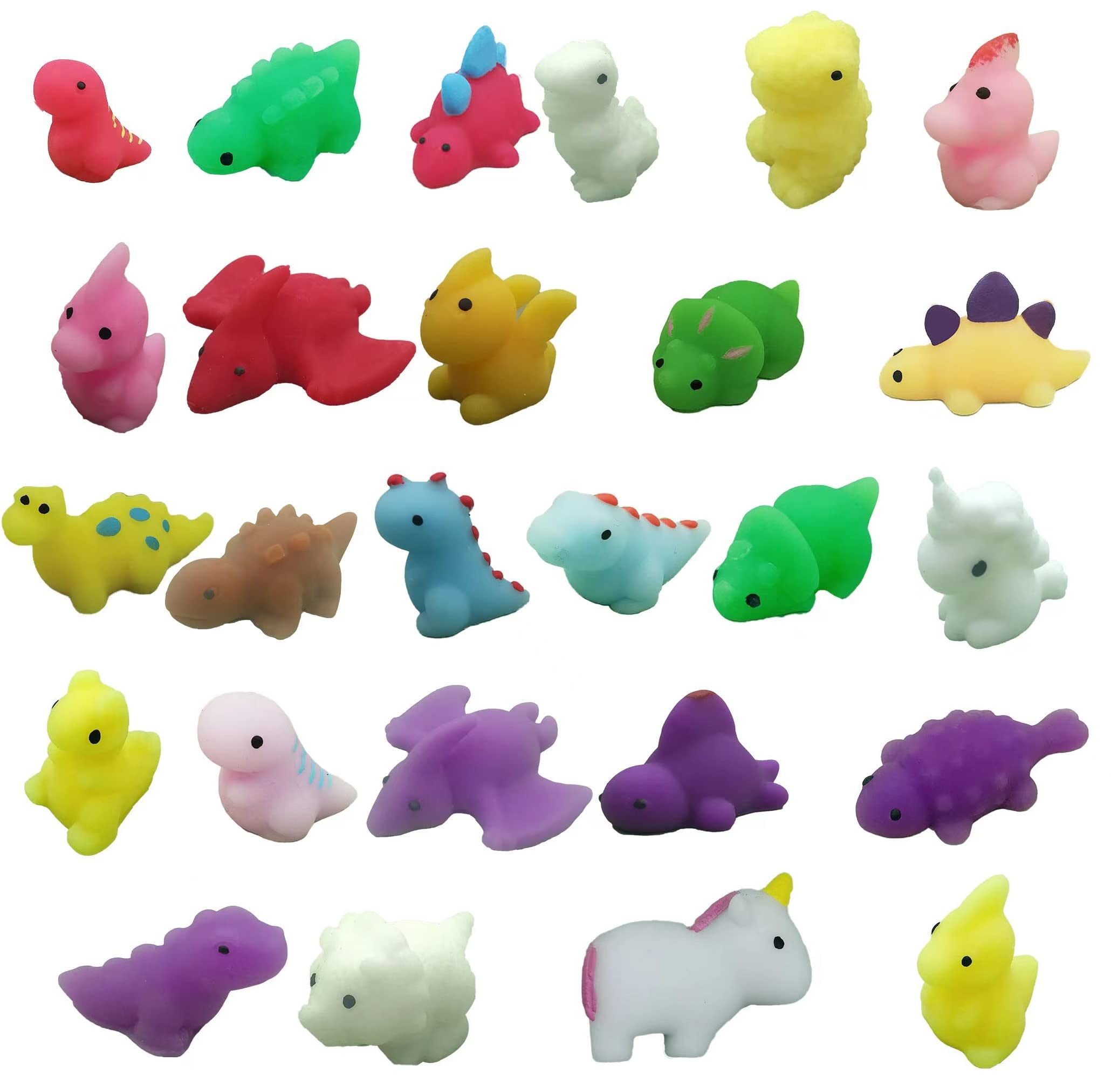 Amyang 26Pcs Dinosaur Kawaii Squishies Mochi Squishy Toy Stress Relief Toys Pack for Kids Boys Girls Party Favors Birthday Gifts