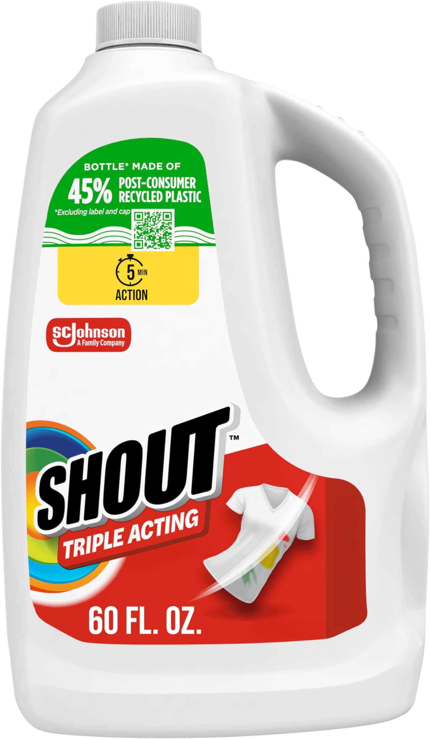 Triple Laundry Stain Remover for Daily Stain Liquid Refill Shout, 60 fl oz