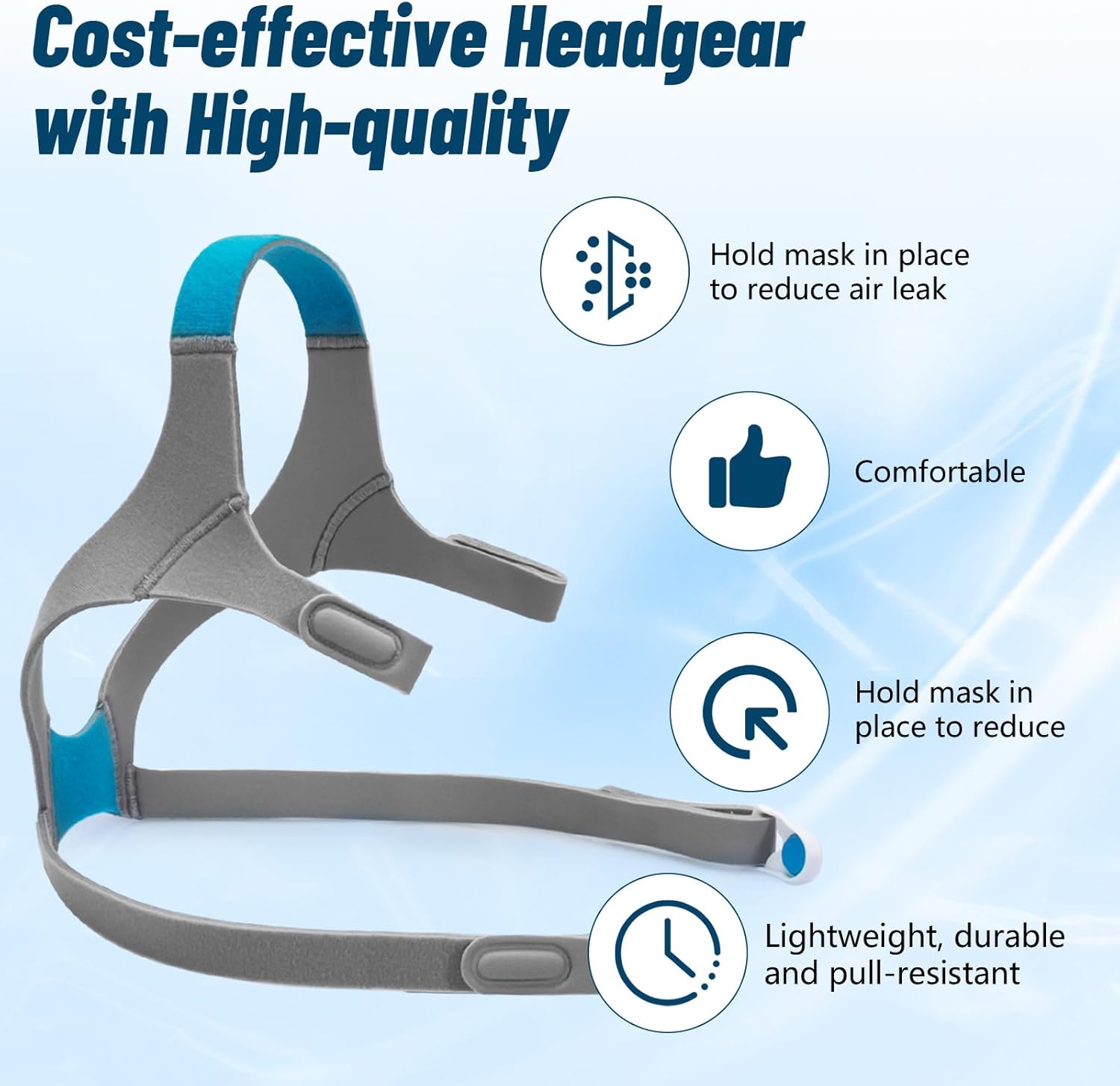 F20 Full Face replacement Headgear for ResMed AirFit/AirTouch Head Strap, Headgear Replacement Straps for ResMed Airfit F20 Full Face Mask - Large, Blue (2 Pack) - Image 3