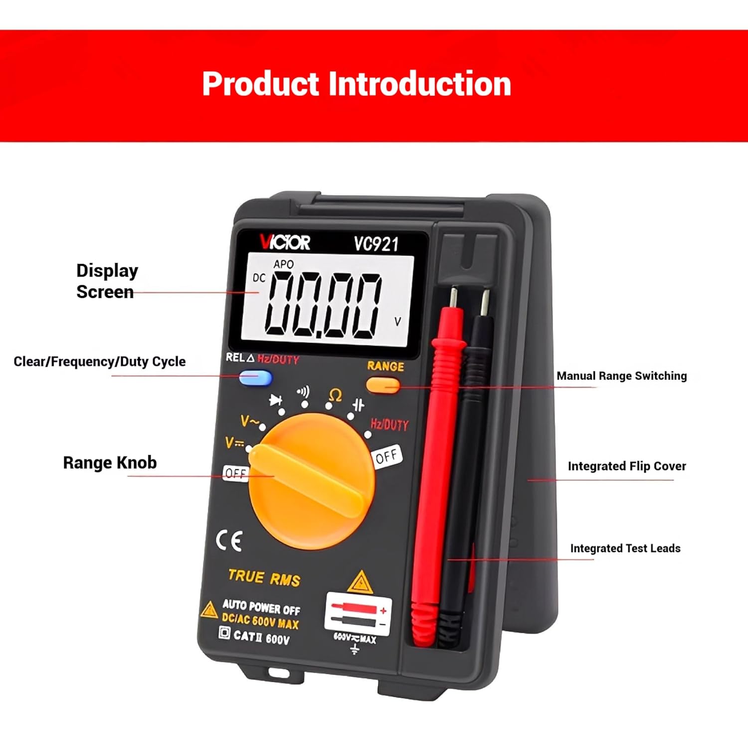 VC921 4000 Pocket Digital Multi Tester Multimeter Auto Range AC/DC Voltage/Capacitance Frequency/Resistance Diode