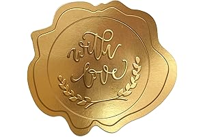 Whaline 500Pcs Gold Embossed Envelope Seals with Love Wax Looking Seal Wedding...