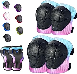 Kids/Youth Knee Pads Elbow Pads for 3-14Years Boys Girls 6 in 1 Kids Protective Gear Set Adjustable for Skating Cycling Bike Rollerblading Scooter Roller Skates
