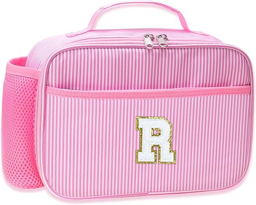 Miniatura 26 de RHCPFOVR Lonchera con inicial para niños, lonchera aislada para niños y niñas, lonchera lavable y lonchera reutilizable a prueba de fugas para la