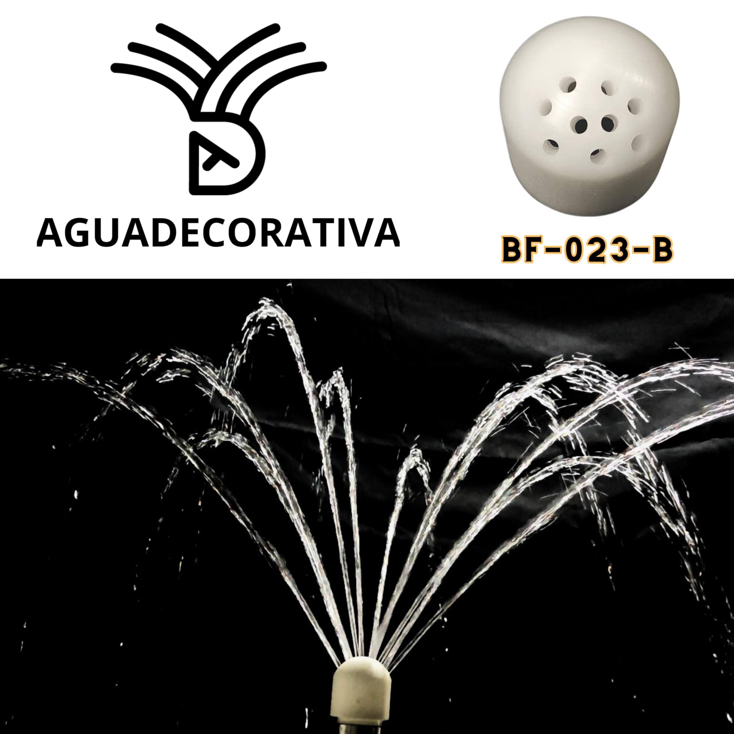 Boquilla para Fuentes de Jardín de Chorros Cristalinos Laterales Arco Iris 3/4" Bspt Hembra Toberas Caños Tobera Ornamental (BF-023-B)