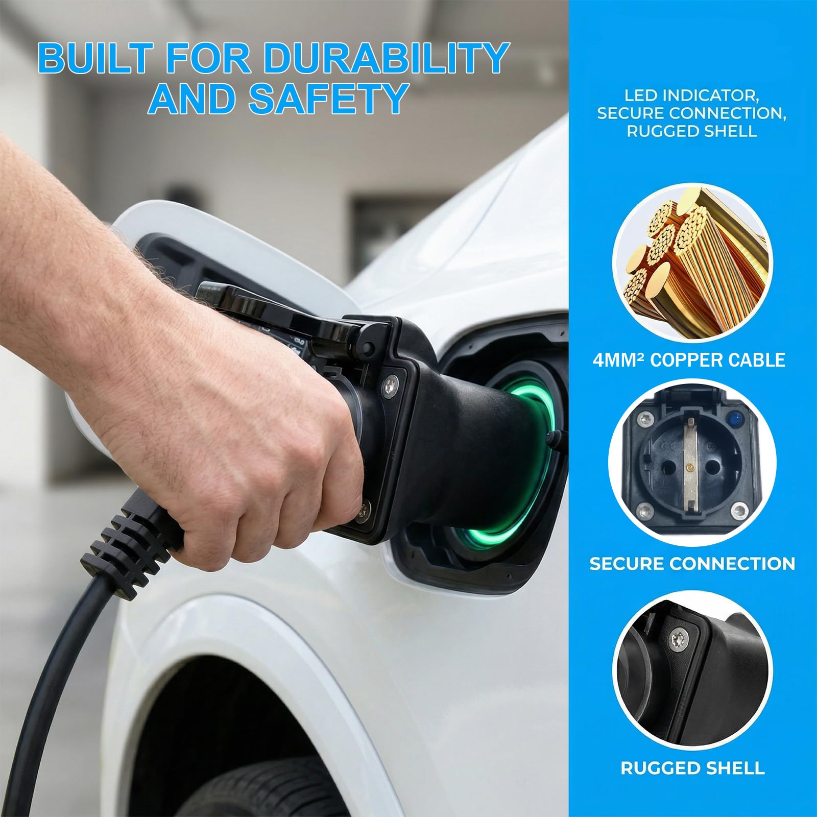 Adattatore Tipo 2 a Schuko 16A 3.5KW per Colonnina Ricarica Auto Elettrica – Cavo V2L Vehicle to Load per MG4 MG5 MG ZS, Plug & Play IP54 Impermeabile per Campeggio Emergenza Viaggi