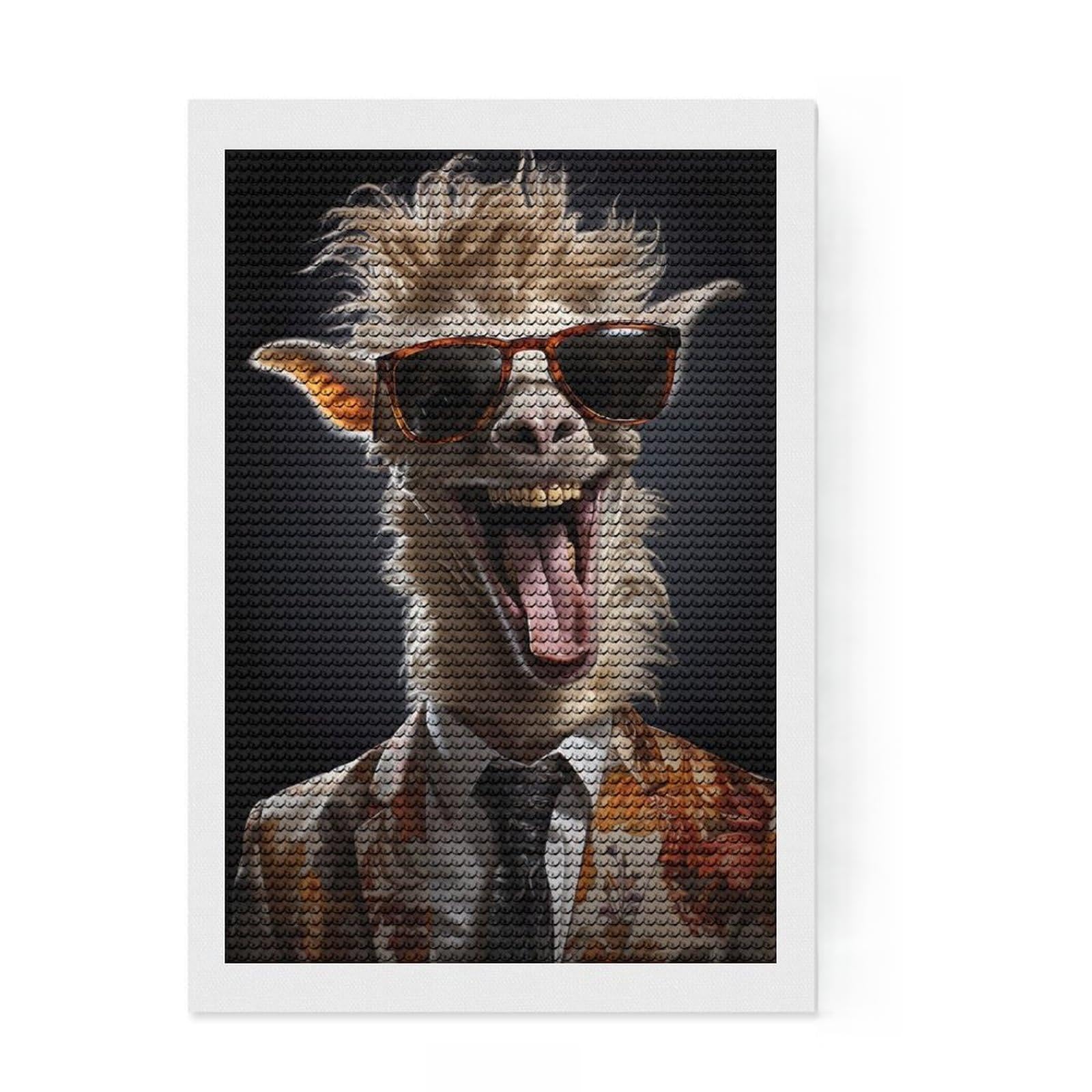 Junmoney Funny Llama Crystal Diamond Art Kit 8"x12", Vintage Style Decor, Stress Relief Craft, Thoughtful Present, Aesthetic Room Decor