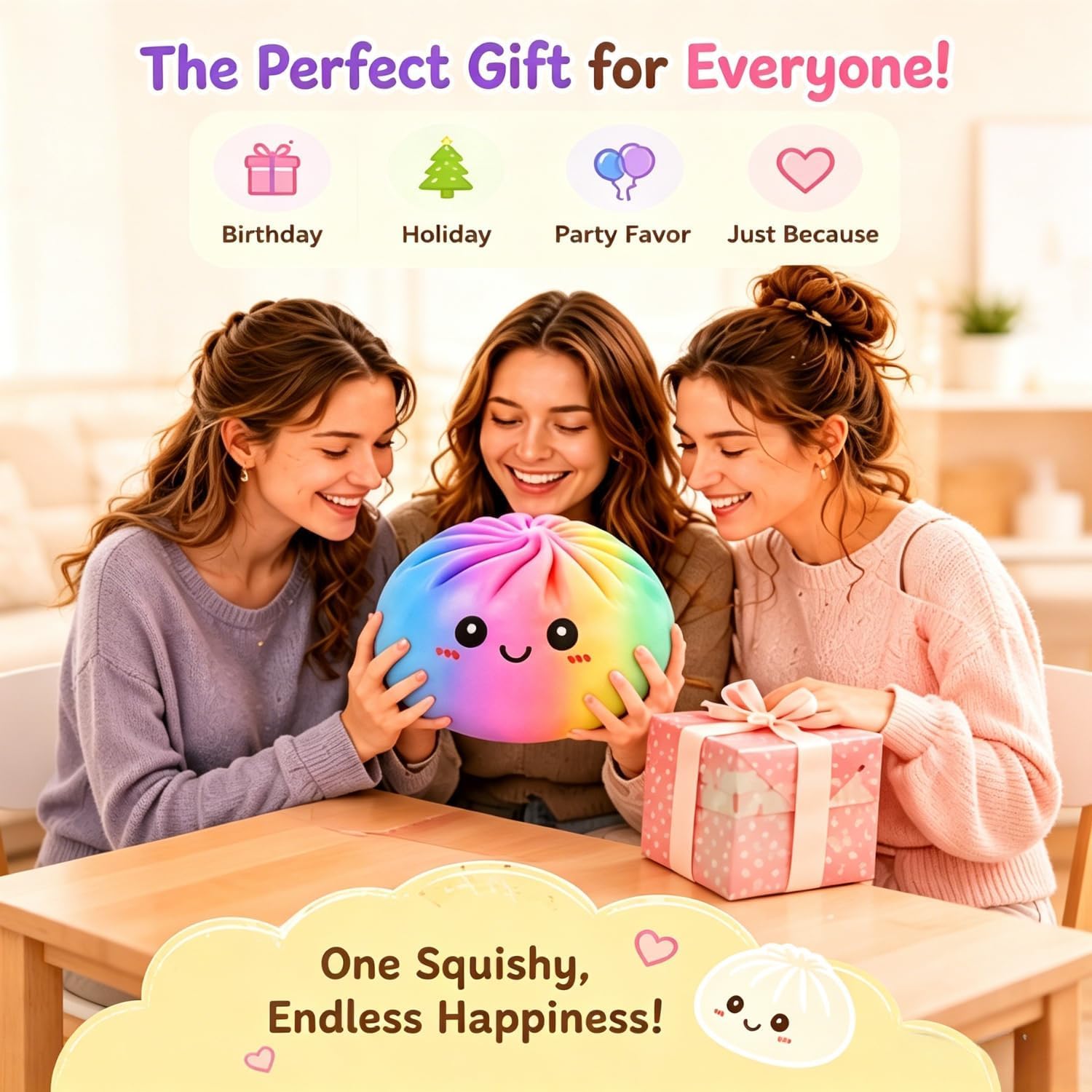 Gigante Squishy Dumpling Sorpresa Originales with Steamer, 25CM Dumpling de Elásticos Gigantes Bola de para el estrés, Recuperación Lenta Juguetes para Aliviar el Estrés Portátiles (Vistoso-25 cm)