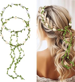 Andibro Flowers Crown Floral Garland,2pcs Headband Rose Flower Wreath Ha...
