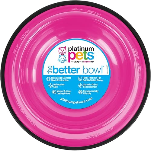 Platinum Pets - tazón de acero inoxidable para gatos y perros que no se vuelca