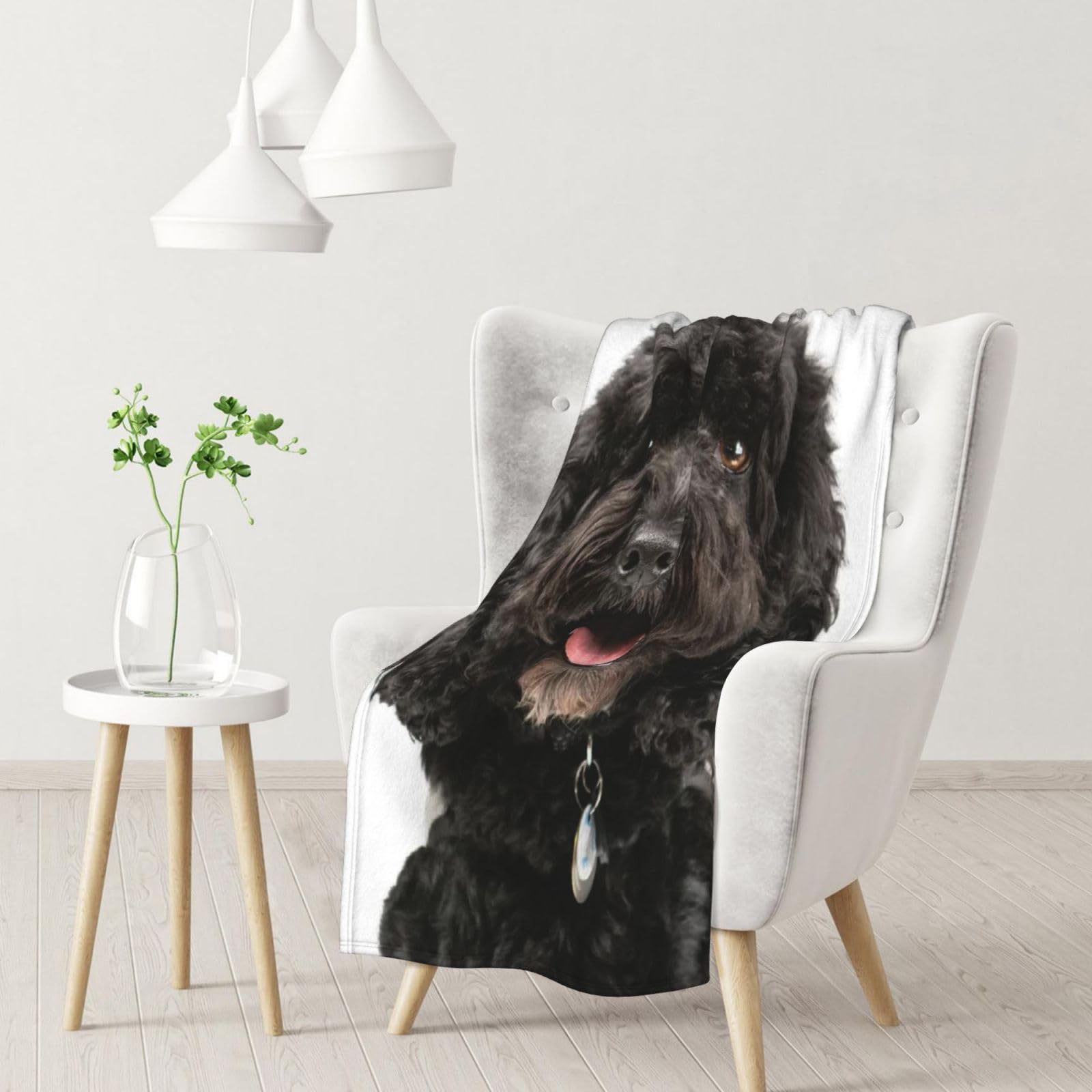 InOmak Puppy Black Cockapoo,Soft Blanket Warm Anti-Pilling Flannel Plush Throw Blanket 76 X 102 cm