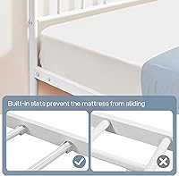 Vista 62 de Yaheetech Base de cama individual con plataforma de metal, base de colchón con cabecero y estribo, no necesita somier, almacenamiento debajo