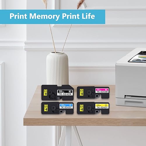 Miniatura 5 de TK5242 TK-5242 - Juego de cartuchos de tóner (4 unidades, 1BK1C1M1Y) - EAXIU TK-5242K TK-5242C TK-5242M TK-5242Y Reemplazo de tóner para Kyocera