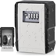 Lock Box For Keys With Code, Waterproof Large Outdoor Key Lock Box Xxl Wall Mounted Security Lock Boxes 4-Digit Combination Lockbox For Home, Rentals & Realtors,Grey