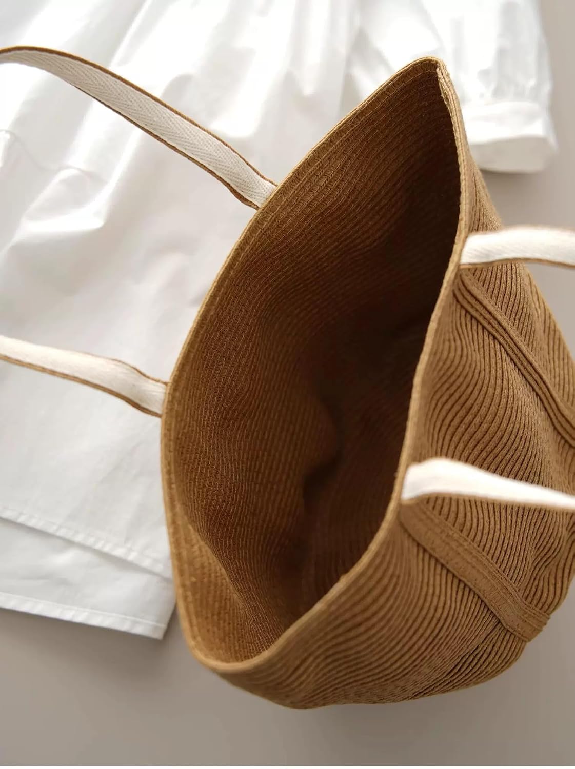 Women's Large Capacity Straw Woven Tote Bag, Paper Rope Weave Shoulder Handbag, Casual Commuter Beach Tote for Daily Use, Shopping, Travel