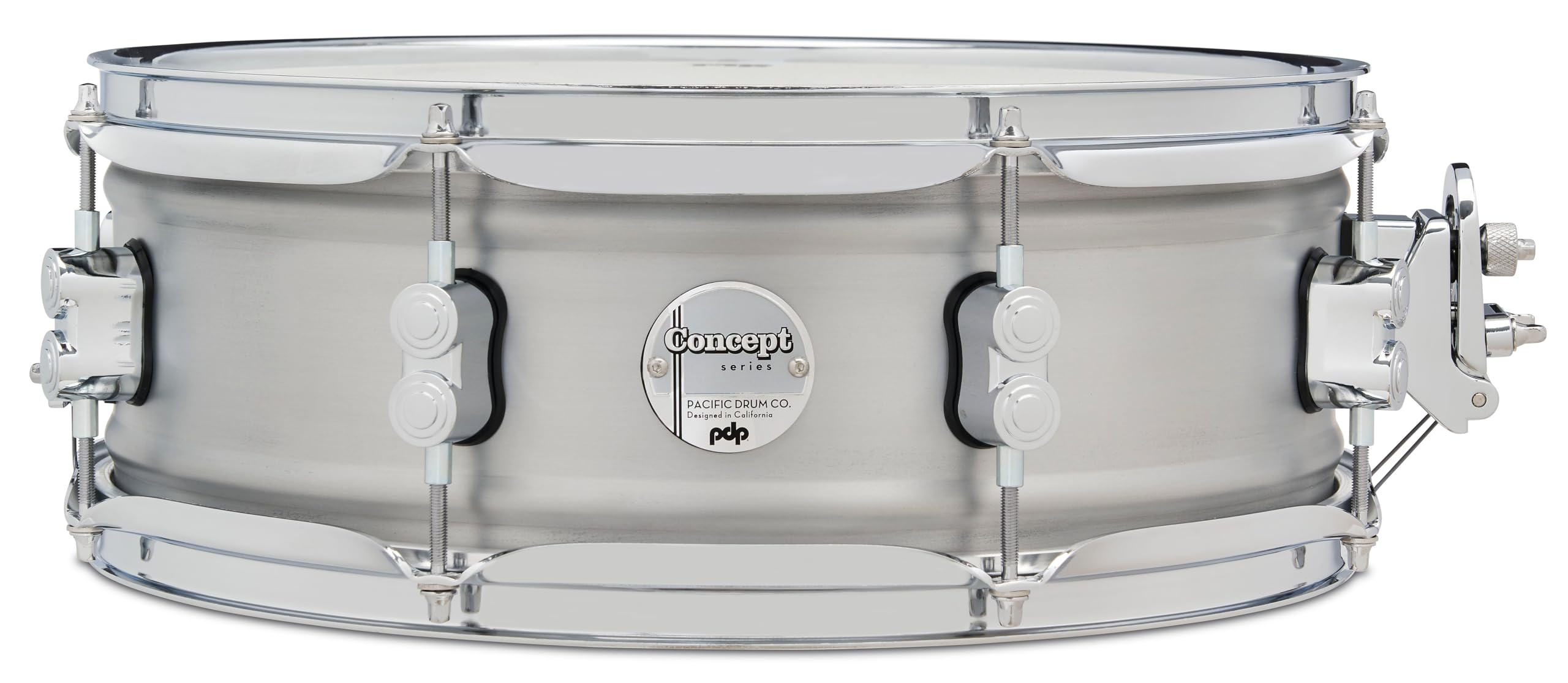 Concept Series Metal Snare, 14" x 5", 1.2mm Natural Satin Brushed Aluminum | A snare with a rolled 1.2mm aluminum shell for round tone and dry resonance with a brushed exterior