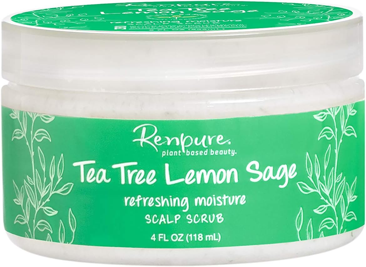Renpure plant-based Beauty Tea Tree Lemon Sage Refreshing Moisture Scalp Scrub, 4 Fluid Oz