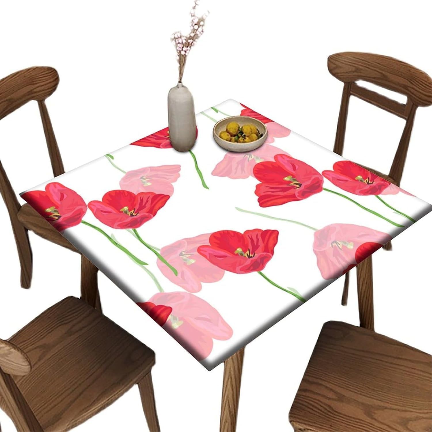 Nappe carrée motif floral rétro élastique pour table cuisine extérieure