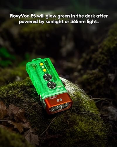 Miniatura 3 de Linterna con llavero RovyVon Angel Eyes E5 GITD, linterna EDC con 700 lúmenes de luz principal y luces auxiliares prácticas, alimentada por batería
