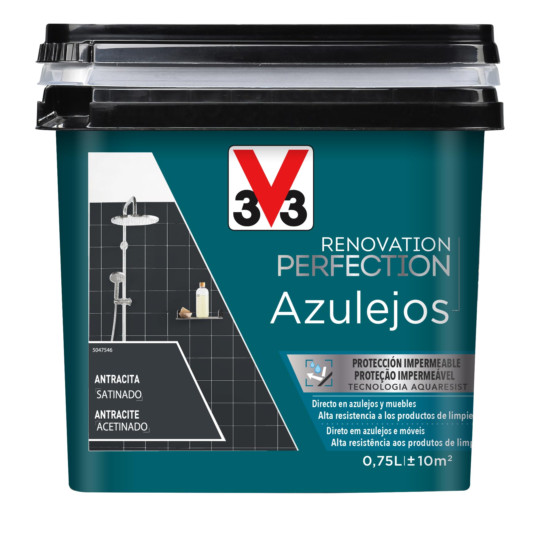 V33 Esmalte Renovation Perfection Azulejos Antracita Satinado 0,75L