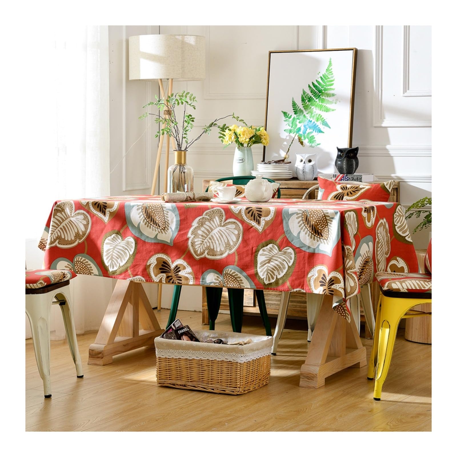 Nappe anti tache rouge brun en coton 135x220 pour simplifier la vie