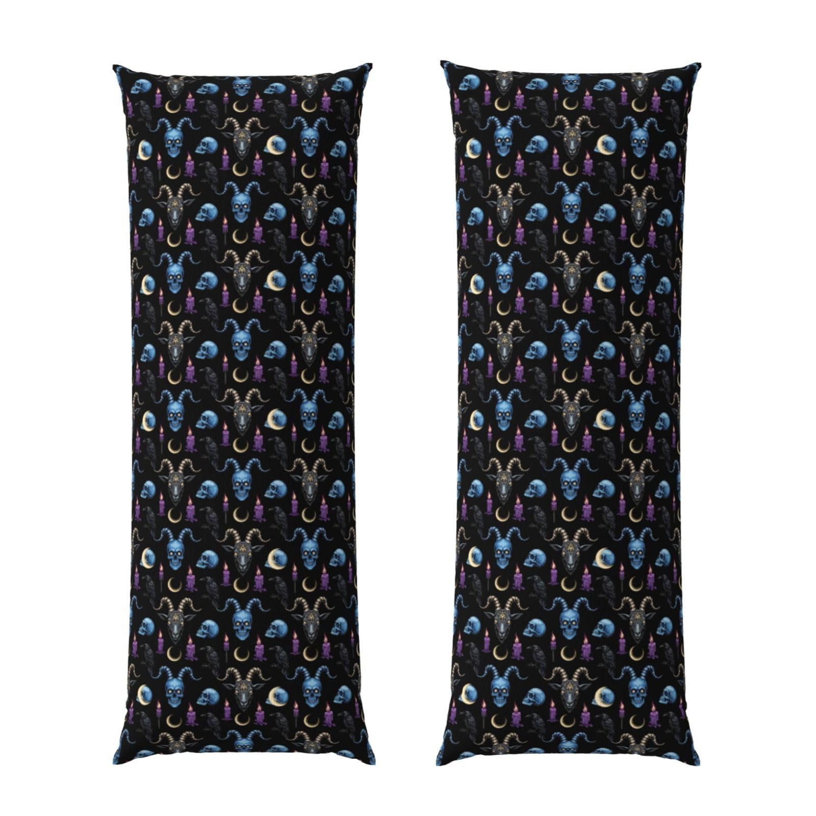 Long Pillow Cover 20x54 Inch, Goth Raven Skull Goat, Premium Quality Body Pillowcase with Hidden Zipper, Soft Breathable for Men Women Bed Sofa