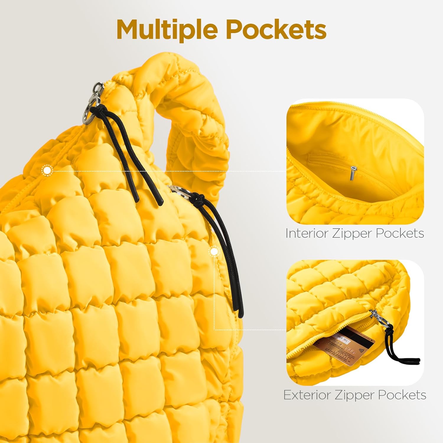 Puffer Tote Bag for Women Large Quilted Tote Bag Quilted Carryall Bag Soft Puffy Crossbody Bag Hobo Handbags Puff Purse - Image 5