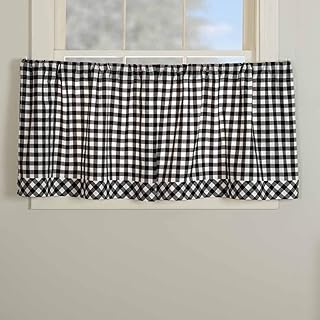 Vintage Check Black Tier Curtains, Set of 2, 24