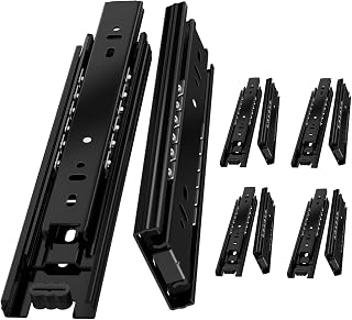 AOLISHENG Schubladenschienen Vollauszug 350mm Schwerlastauszug mit 45 kg Tragkraft für Küchenschränke und Möbel,Schwarz,5 Paar(10er Set)
