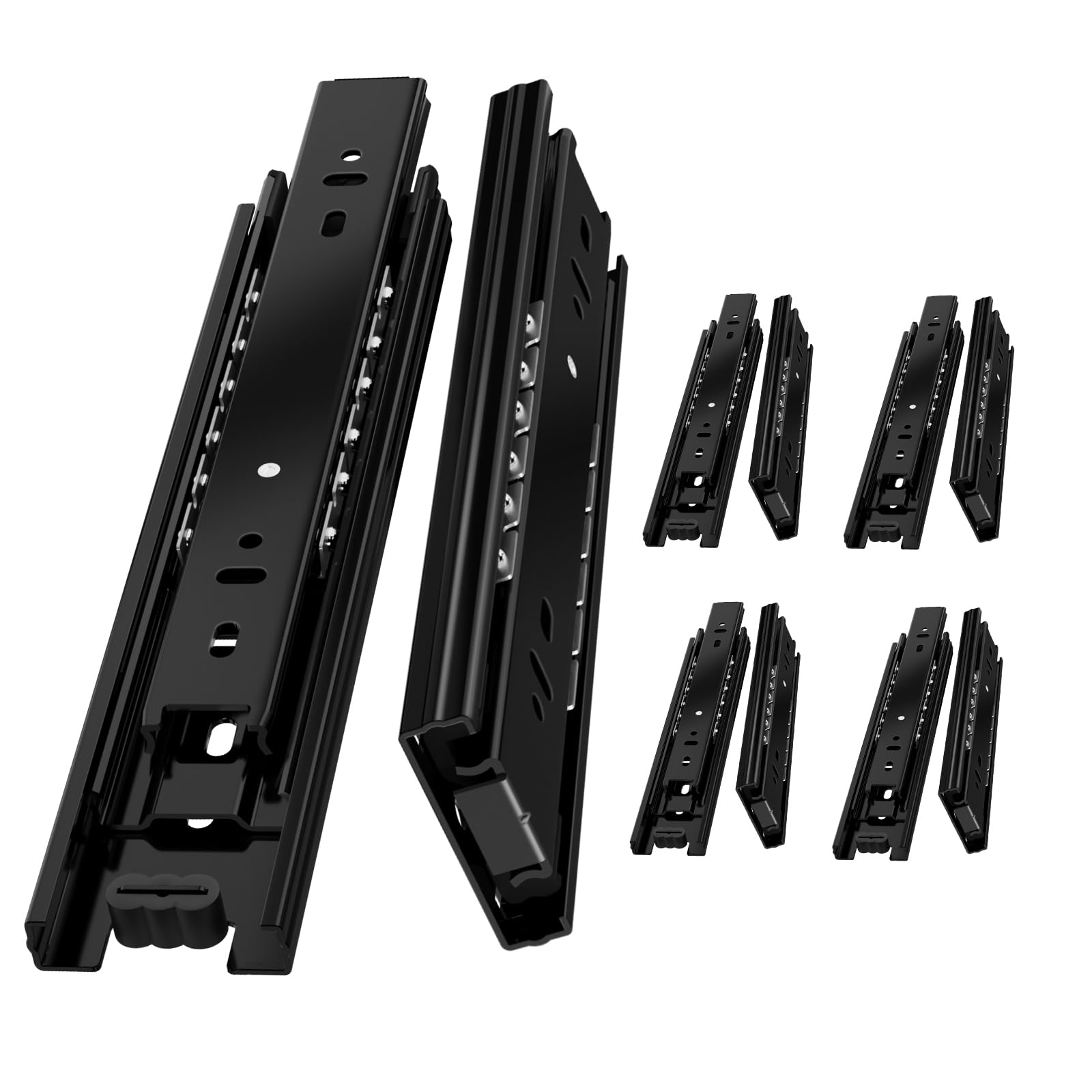 AOLISHENG 5 Pairs Drawer Runners Drawer Slides 600mm 45kg Load Capacity Heavy Duty Draw Sliders Full Extension Ball Bearing Kitchen Cabinet Black Draw Runners Replacement Rails Side Mount