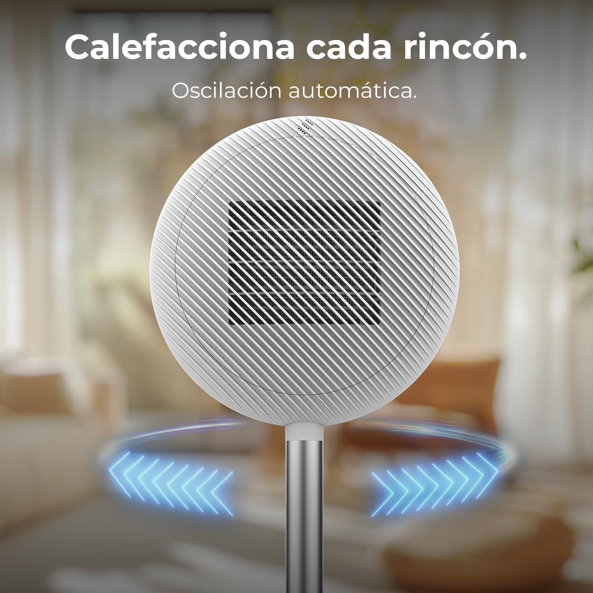 Cecotec Calefactor Cerámico de Pie con Mando a Distancia ReadyWarm 2100 Sun. 2000W, 2 Potencias, Bajo Consumo, Pantalla LED, Control Táctil, Termostato Ajustable, Oscilación Automática