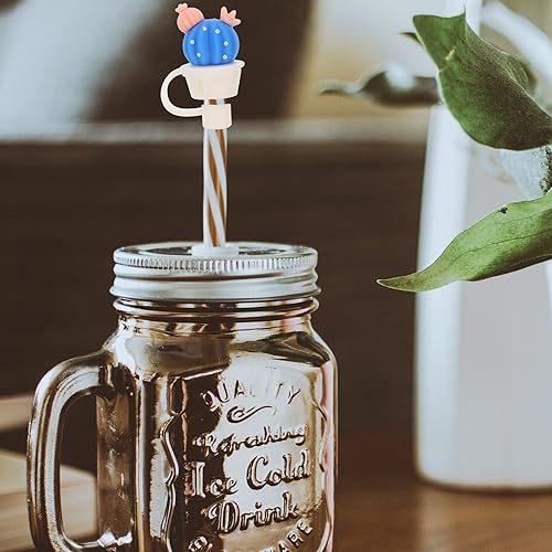 Miniatura 9 de INOOMP 2 tapas de popote de silicona reutilizables con patrón de cactus tapas de popote para puntas de pajilla adecuadas para popotes de 6 a 0315in