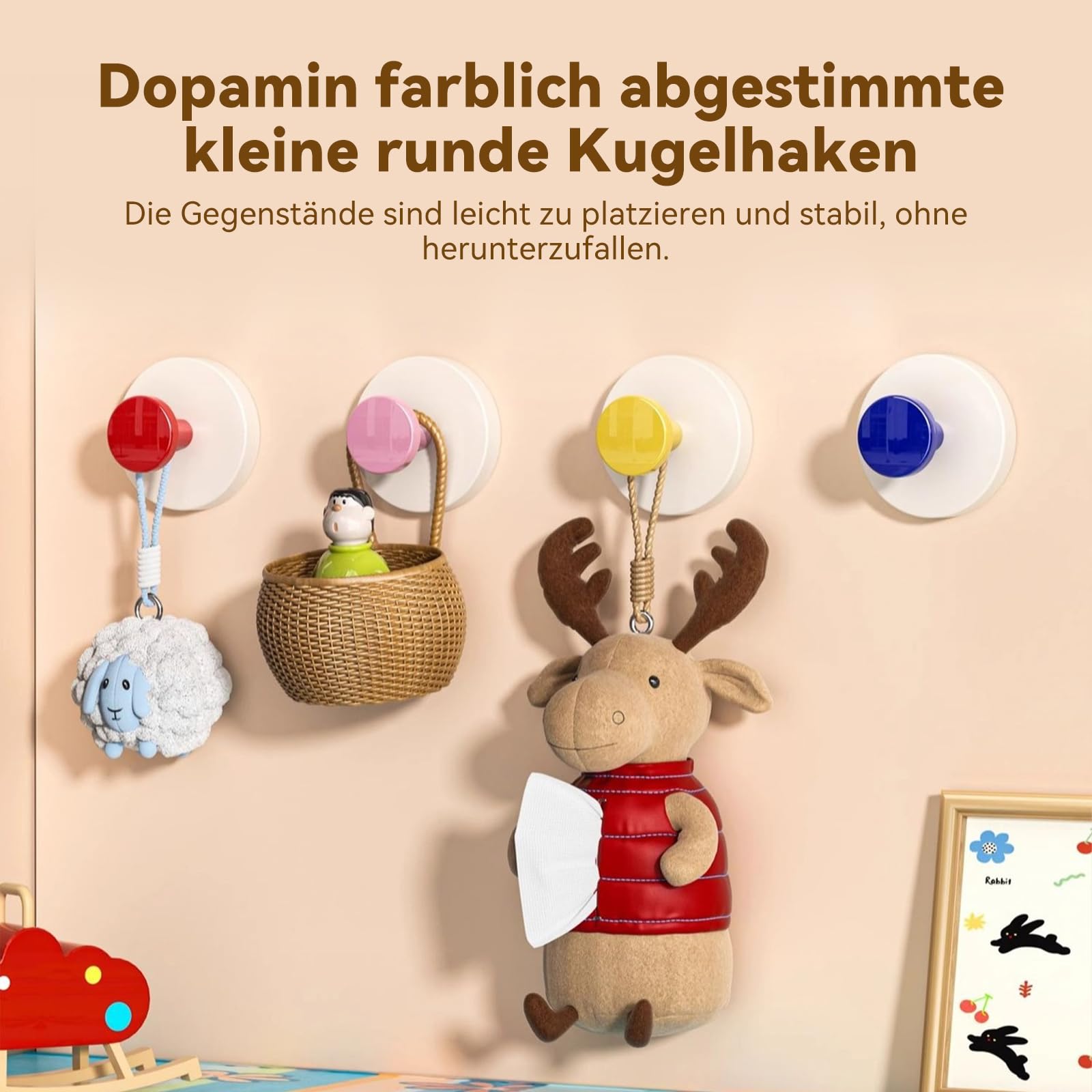 CHILDWEET 6 Bunte Fisch-Haken Selbstklebend – Cartoon-Design, Ohne Bohren, Für Küche, Bad, Kinderzimmer