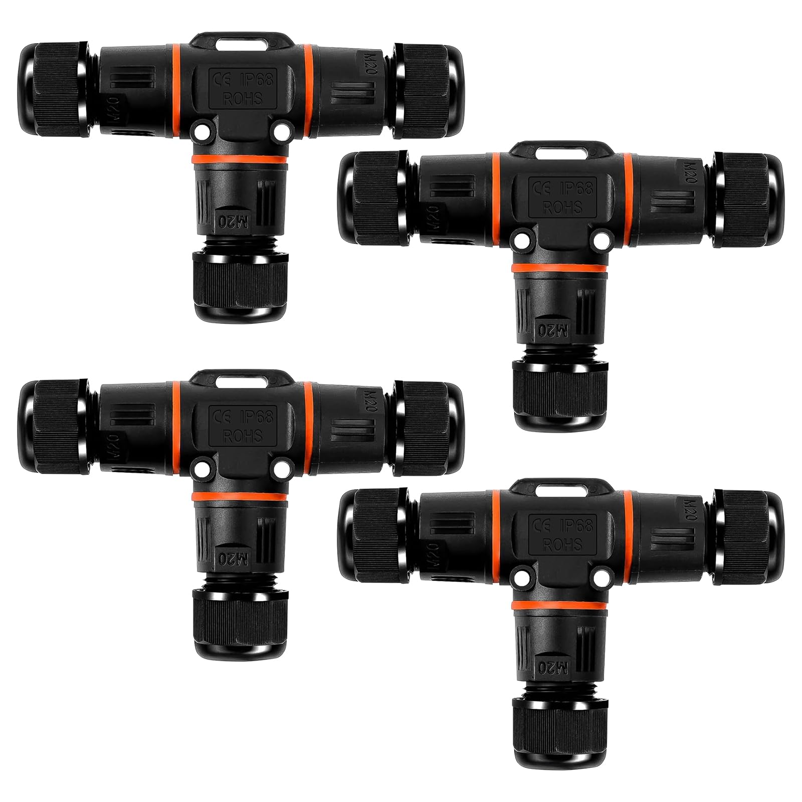 Connettore per cavi impermeabile a 3 poli, 4 connettori per cavi a forma di T, IP68, scatola di giunzione per cavi di diametro 3 – 12 mm, connettori per cavi impermeabili per giardino e esterni