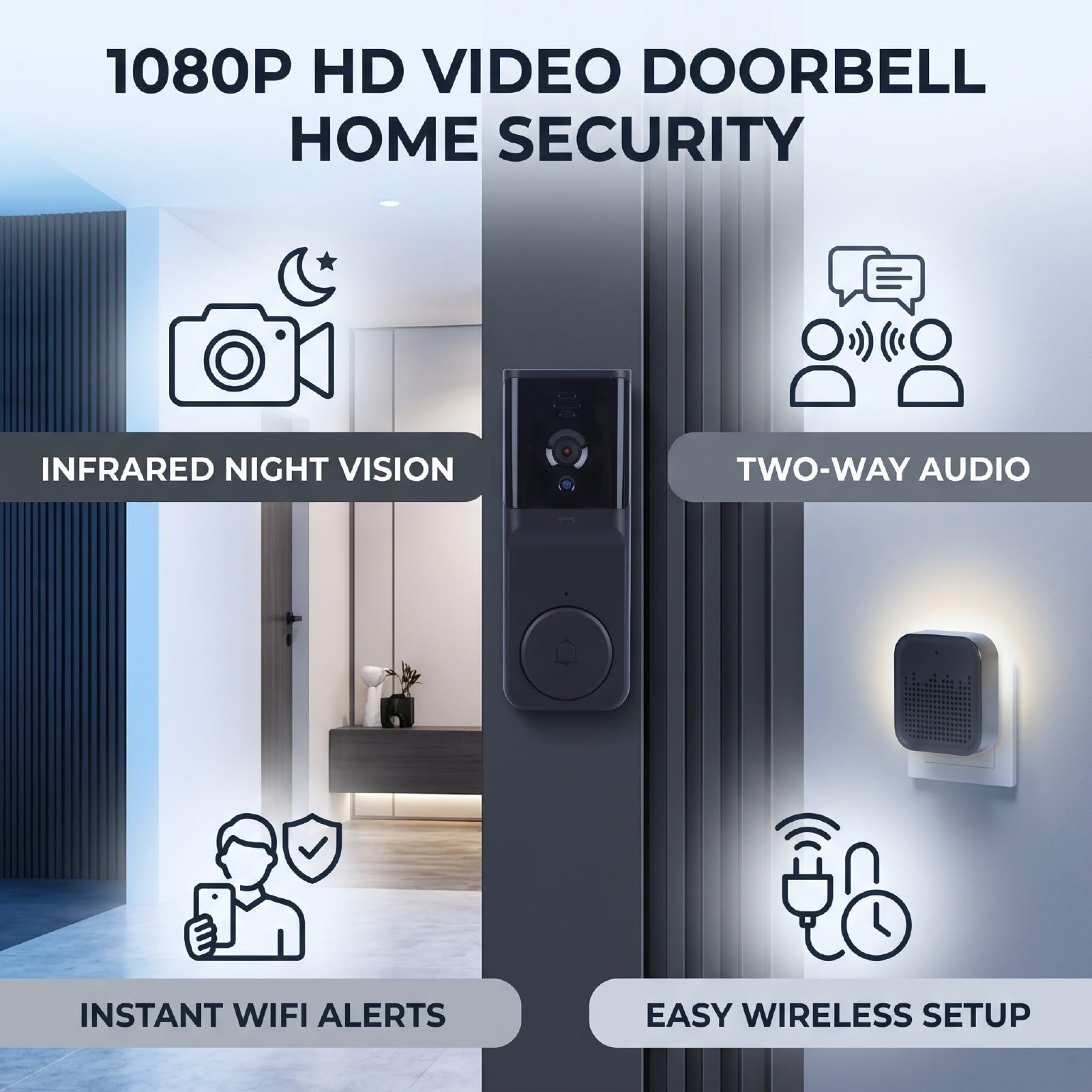Dpofirs Timbre con Vídeo Inalámbrico