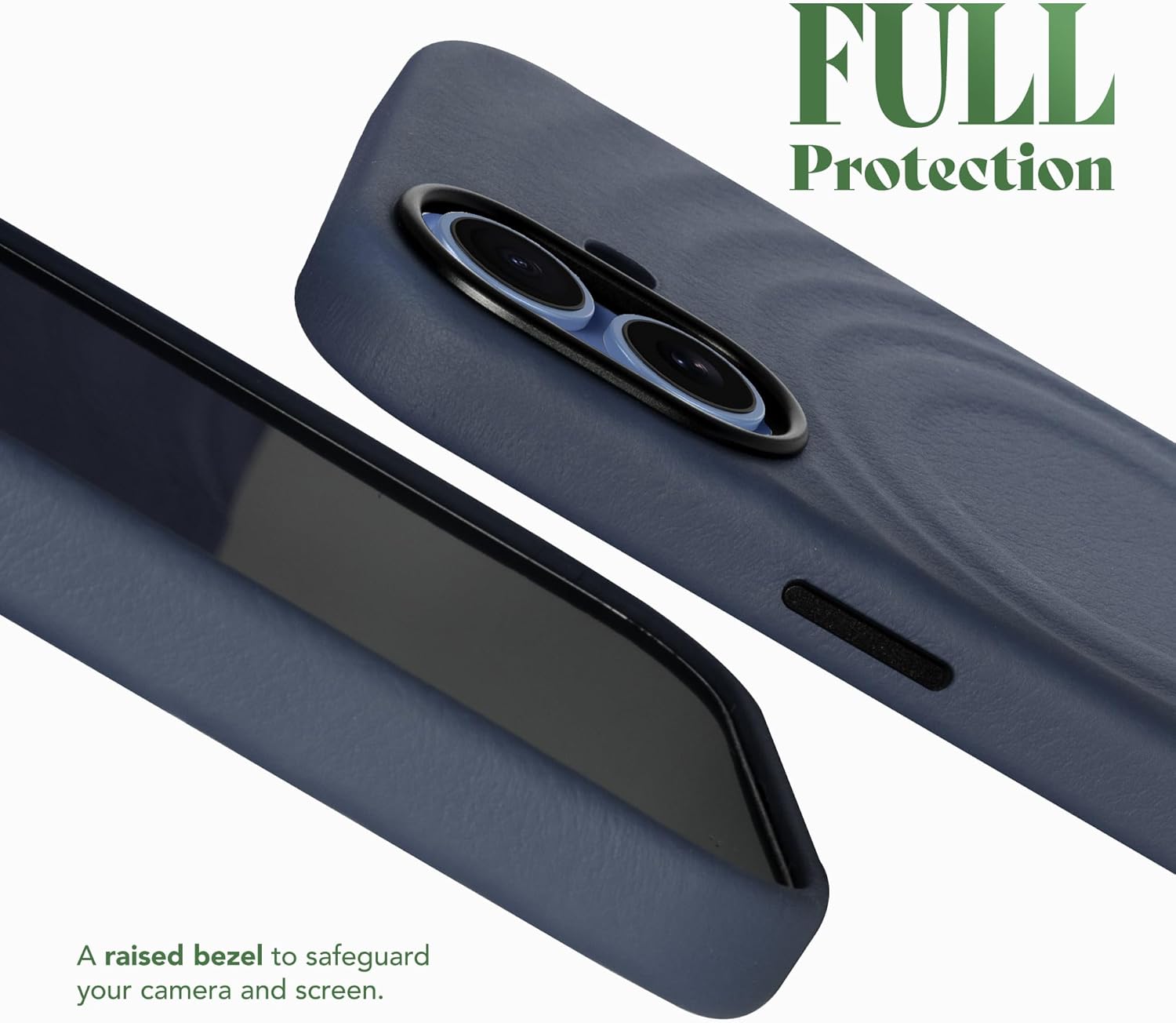 Luxe Wave Leather Case for iPhone 17 | Premium North American Cowhide with Ripple Pattern | Compatible with Magsafe & Camera Control - Blue