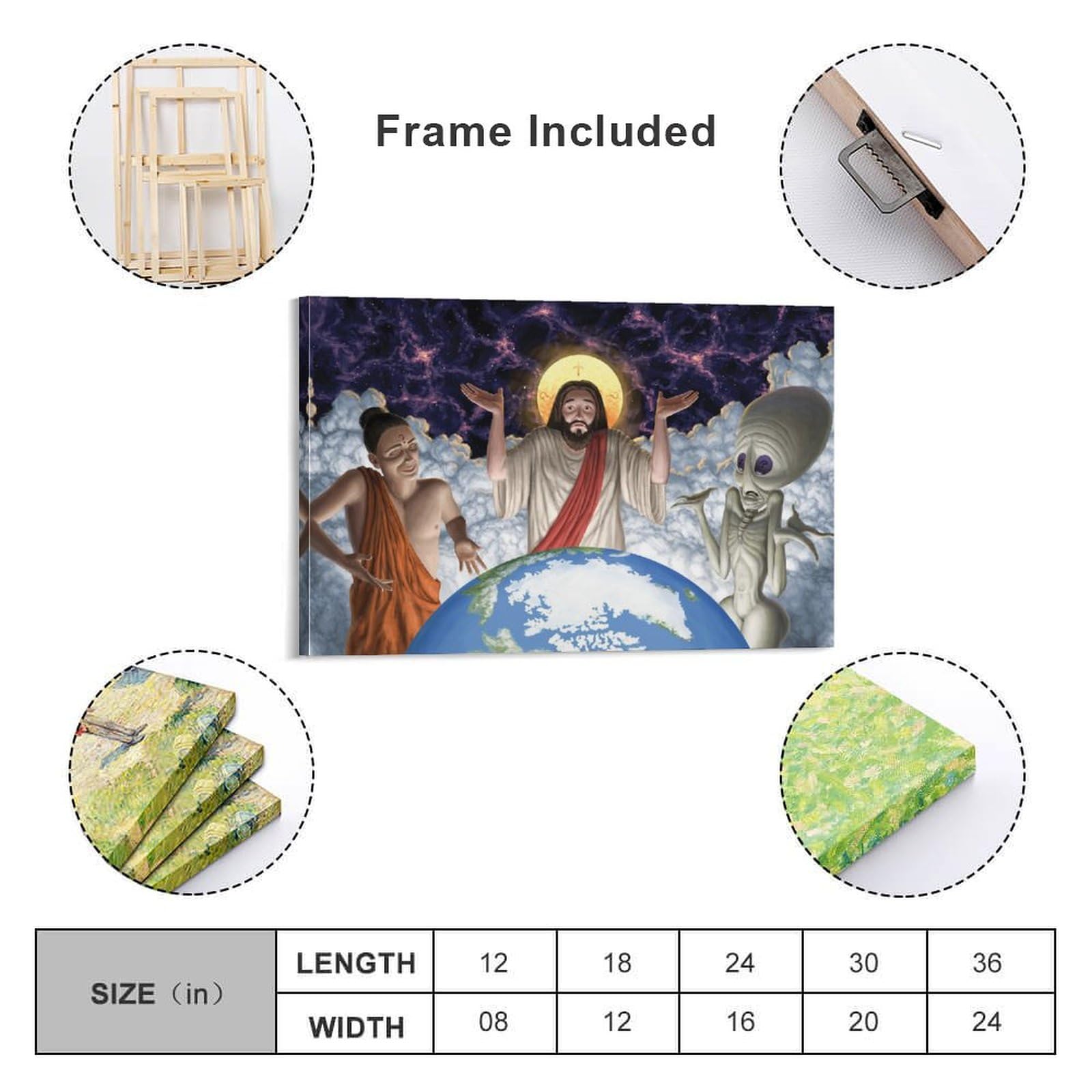 Amazon.com: Taishanwa Pop Art Buddha Jesus And Aliens Painting On