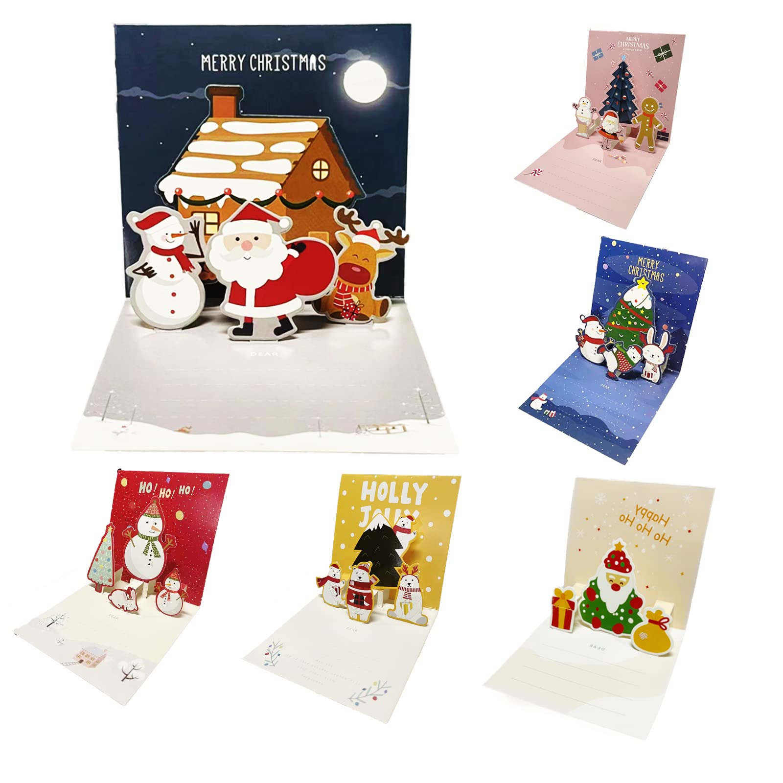 Pop Up Christmas Cards，6 Pack 3d Christmas Cards Pop Up Funny
