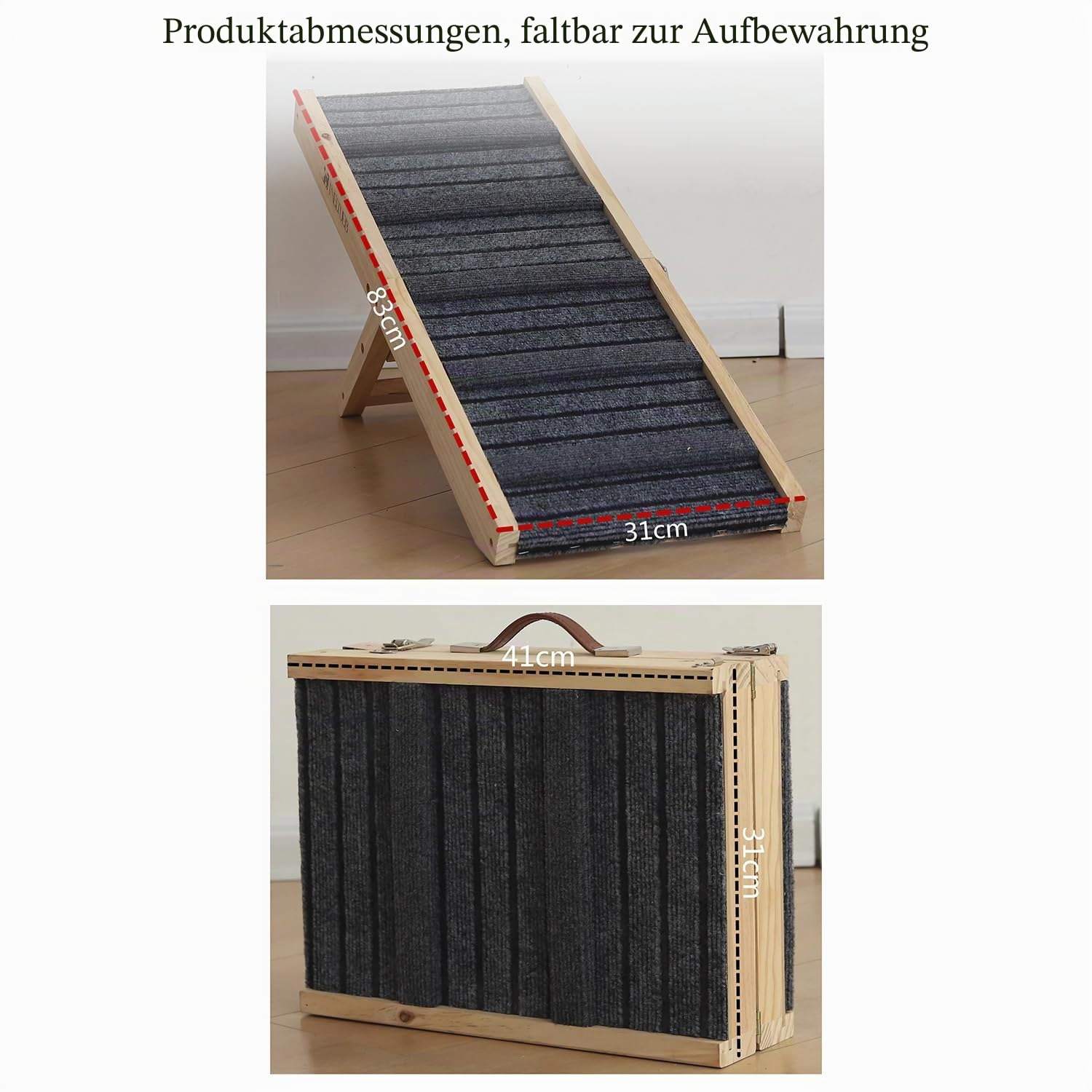 Rampe für kleine Hunde, Rampe für Hunde, Bett für Hunde, klappbares und verstellbares Sofa, mit rutschfester Matte, mit höhenverstellbarem Griff von 23-47 cm, geeignet für Betten und Sofas