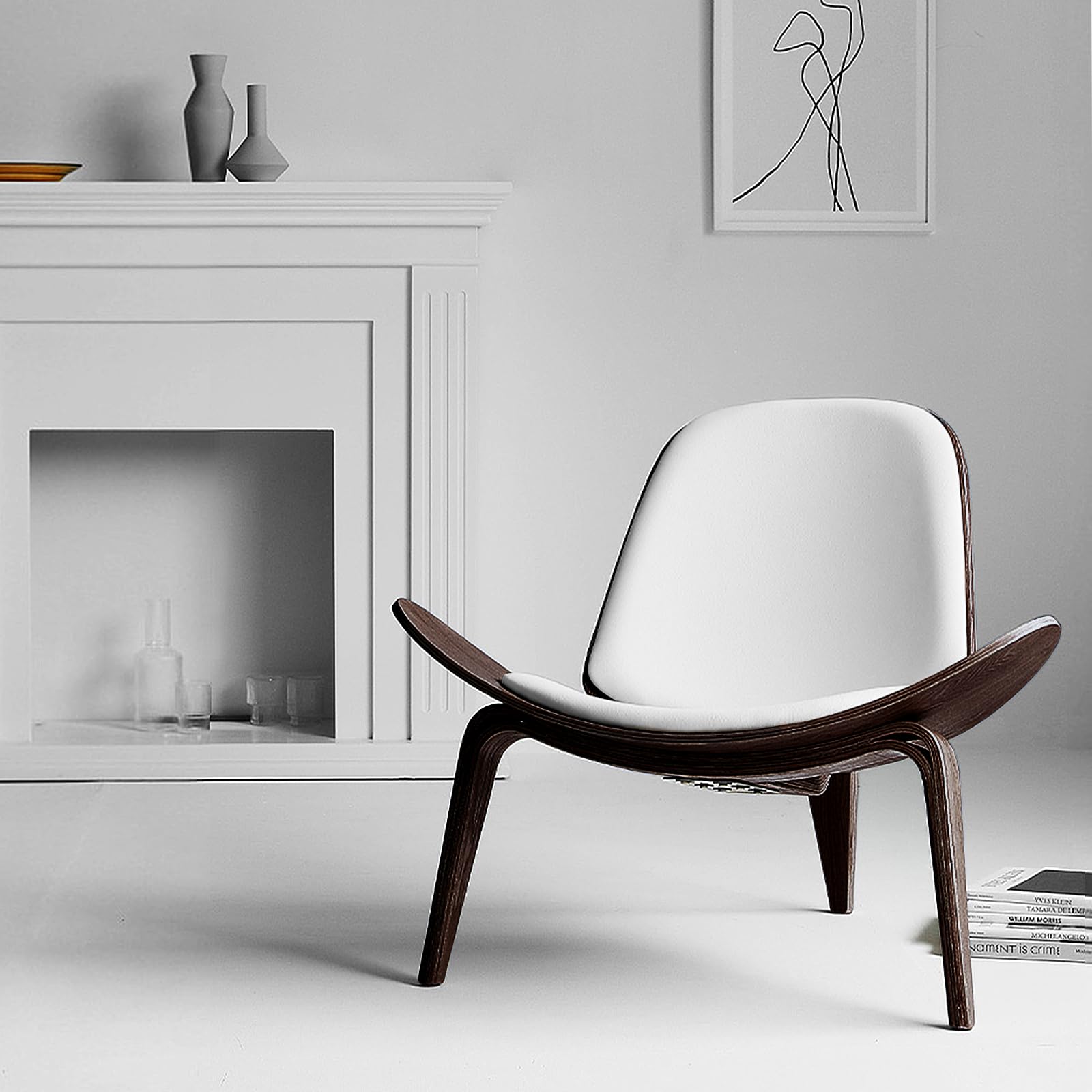 OAKHAM Shell Chair for Living Room, Ergonomic Plywood Accent Mid Century Modern Chair with Protective Floor Caps, Stylish Seating for Bedroom & Home