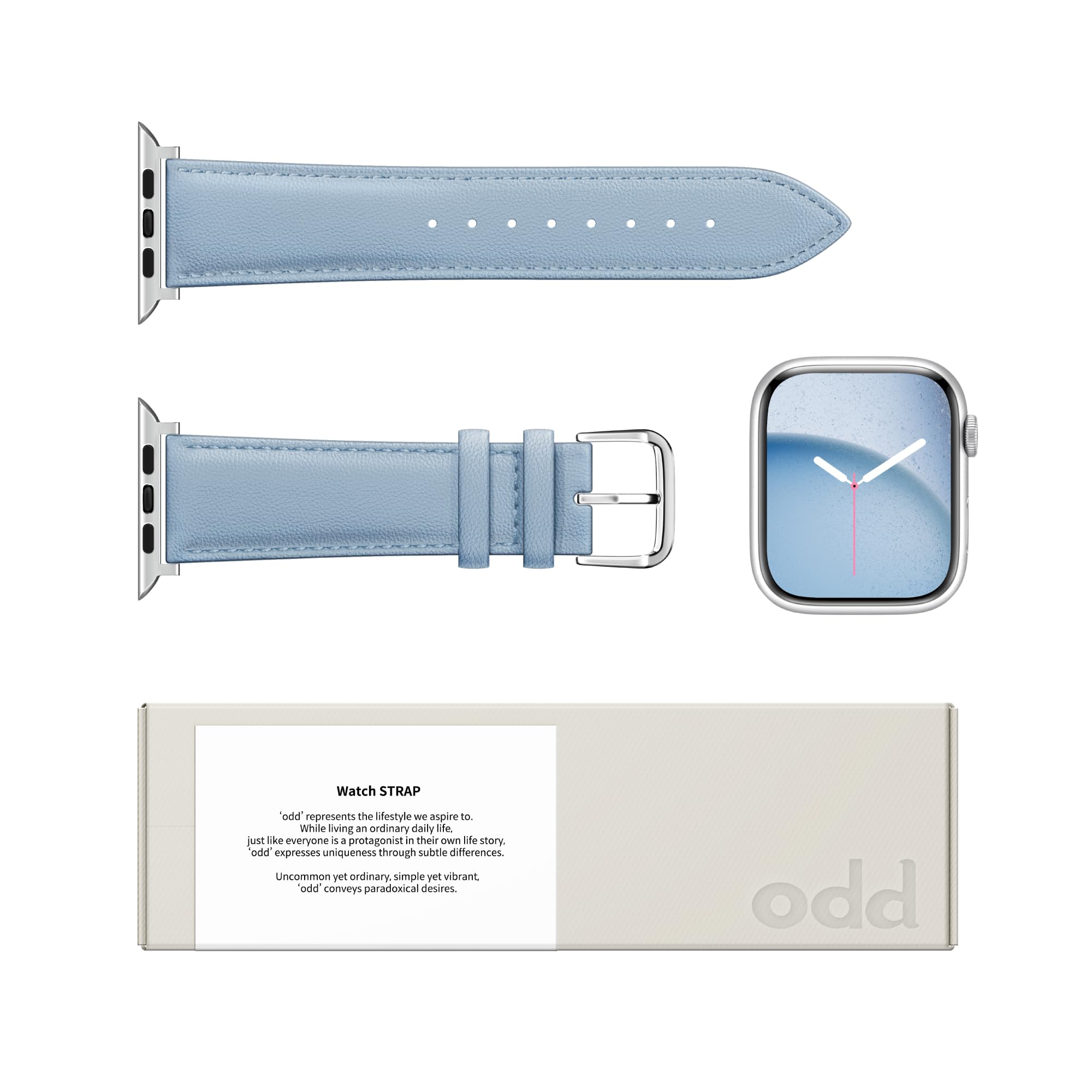 a.odd Leather Strap for Apple Watch Straps 38mm 40mm 41mm 42mm 44mm 45mm 46mm 49mm, Men Women Genuine Leather Replacement Band for iWatch Series 11 10 9 8 7 6 5 4 3 2 1 SE Ultra 3 2 1 — view 3