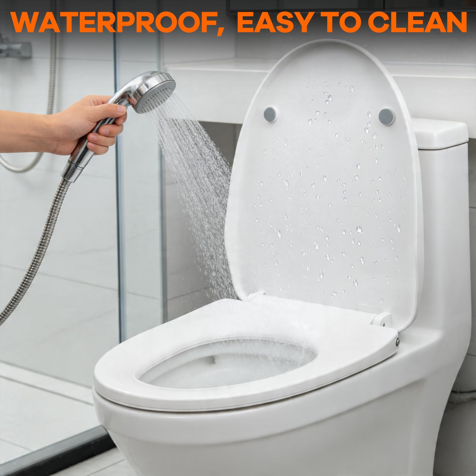 Sedile per WC intelligente, per doccia elettrica, per WC con abbassamento automatico, per WC con sedile riscaldato, 3 impostazioni di temperatura, coperchio intelligente con luce notturna,
