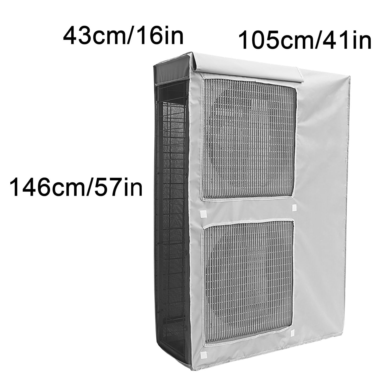 Protection Climatiseur Exterieur, Cache Pompe a Chaleur Extérieur, Grande Conception Double Épaisseur avec Doubles Aérations et Rideaux de Protection(White,105x146x43cm/41x57x16in)