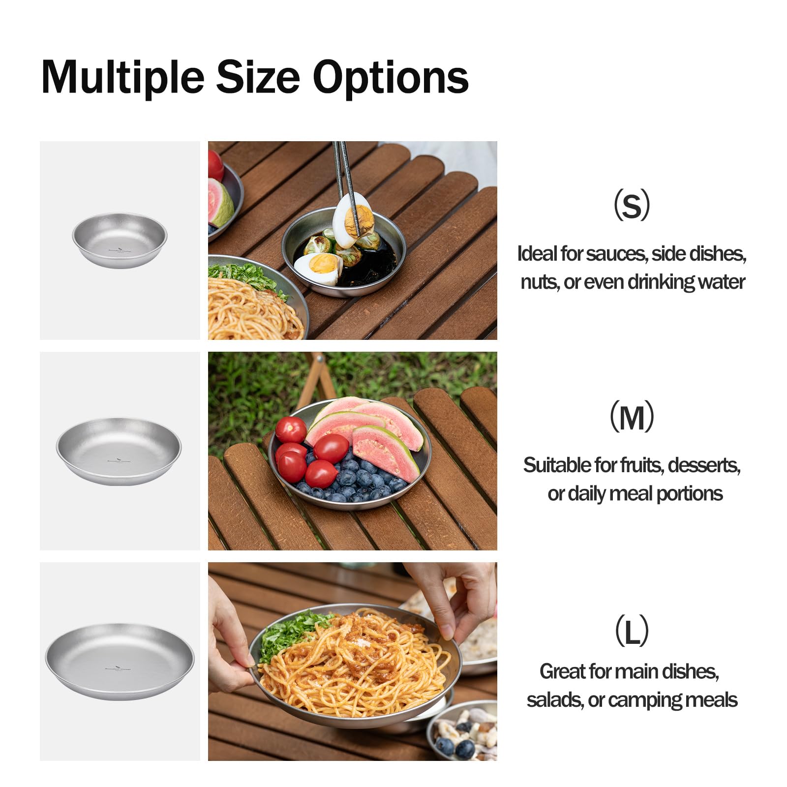 Boundless Voyage Ultralight Titanium Pan Dish Plate con Bolsa de Malla de Transporte Vajilla de Titanio al Aire Libre y Utensilios Kit de desorden para Mochila de Camping