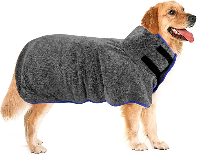 Jodsen Dog Drying Coat, Microfibre Dog Towel Bathrobe Dressing Gown