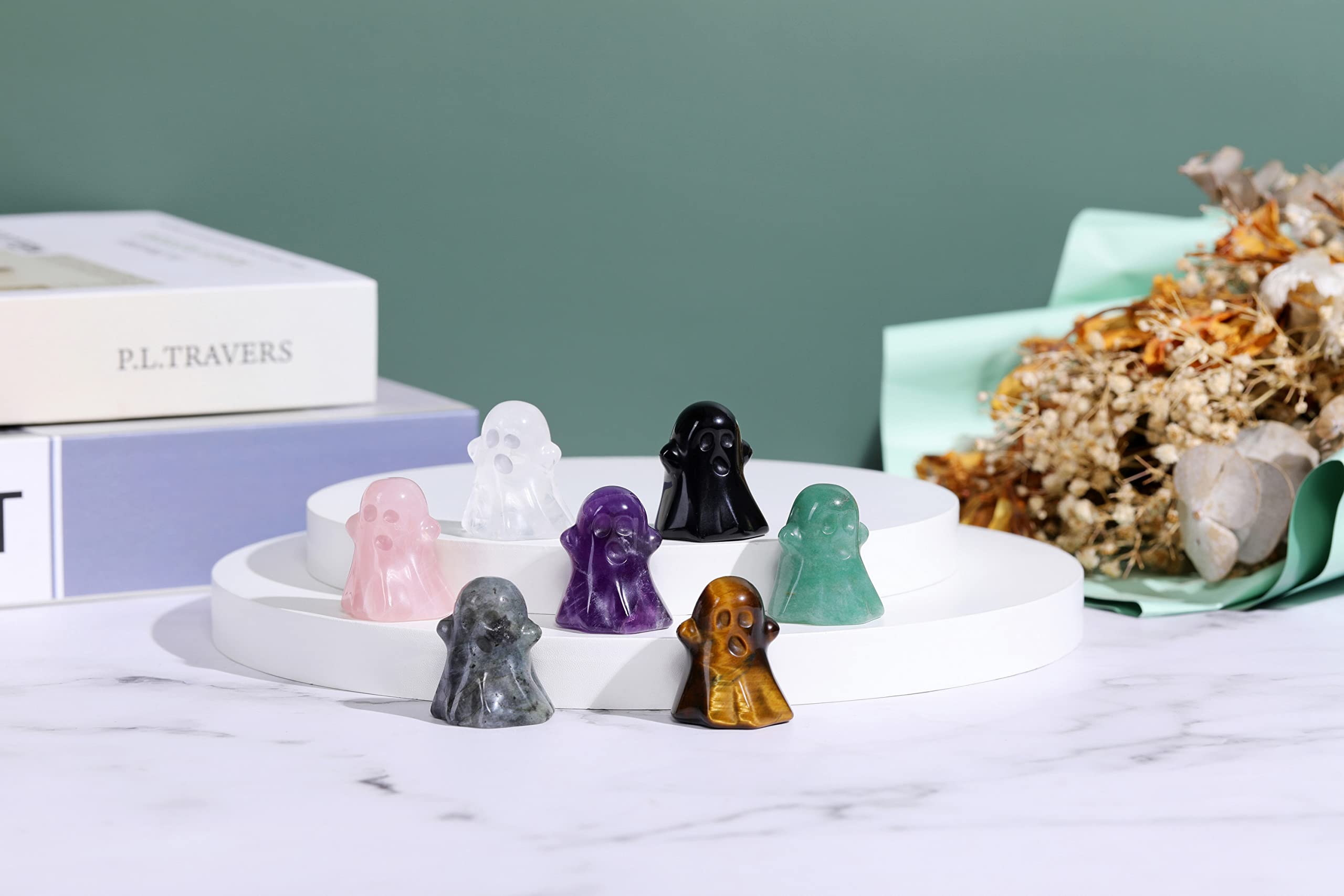 Amazon.com: Jovivi Rose Quartz Crystal Ghost Decor Figurine 1.2