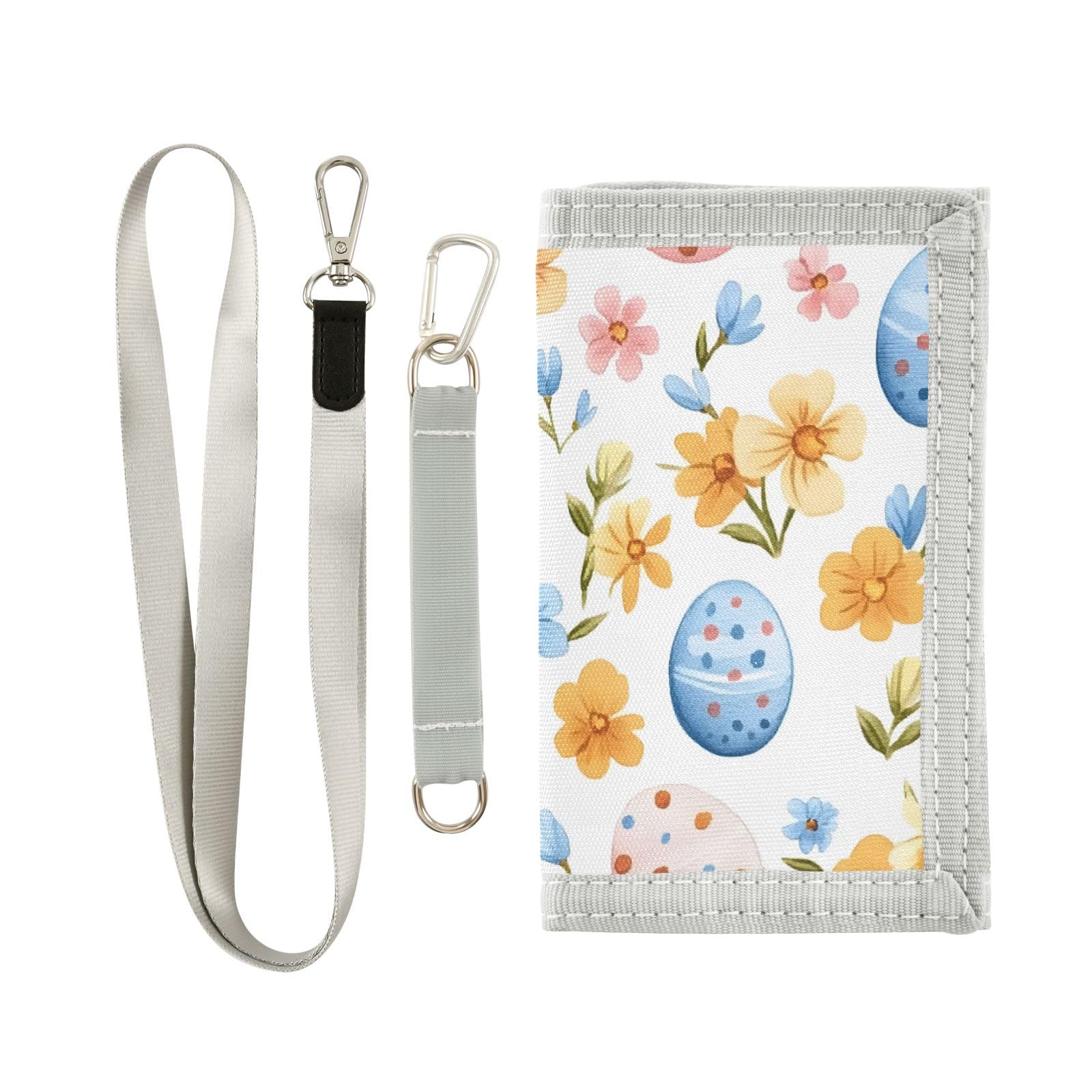 ALAZA Kids Wallets for Boys Girls Toddler Trifold Wallet Children Small Easter Eggs Pattern with Zipper Coin Pocket