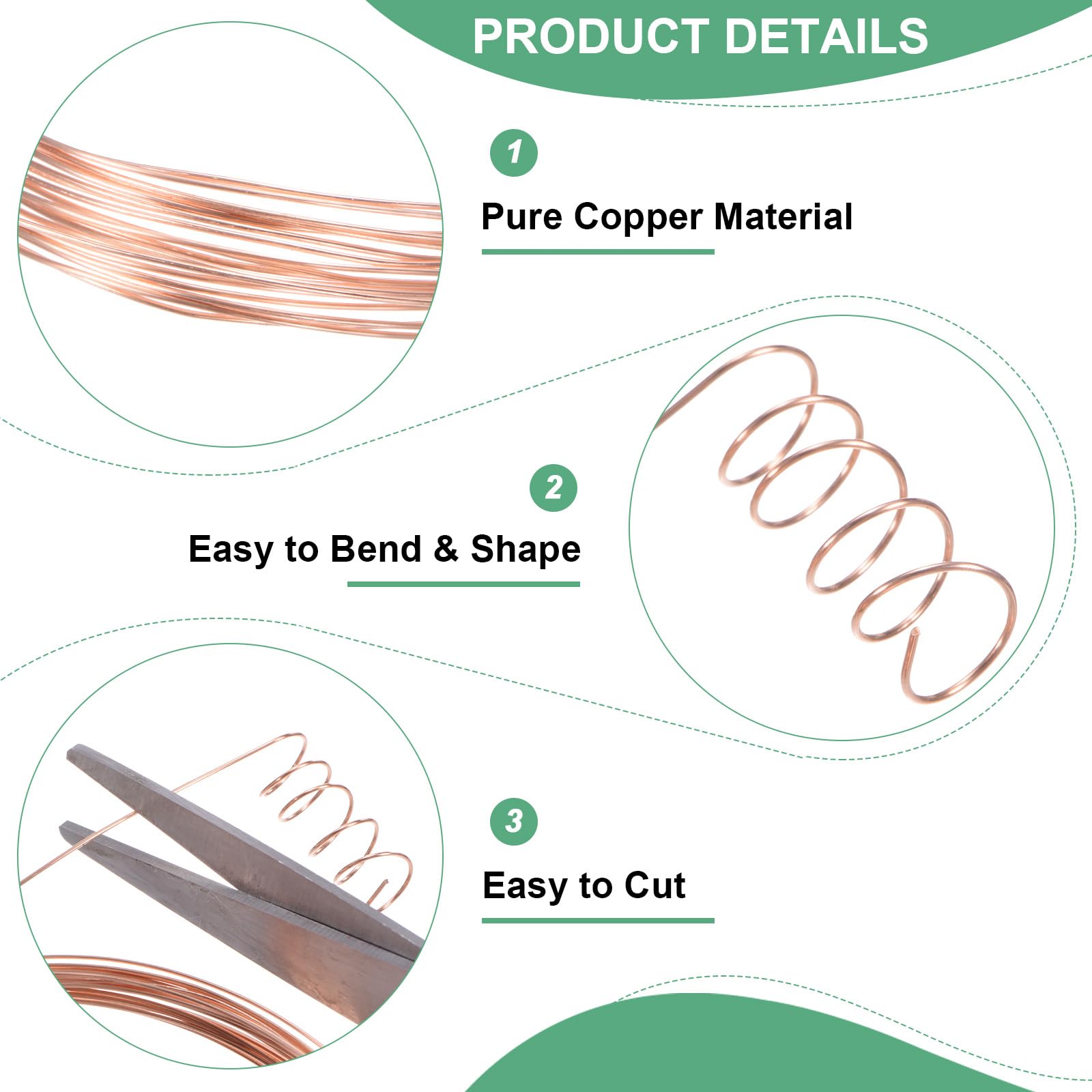 M METERXITY 99.9% Soft Copper Wire, 23 Gauge 16FT Pure Copper Wire for DIY Crafting/Jewelry Making/Gardening Plant/Beading - Image 2