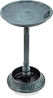 Alpine Corporation 25" Green Outdoor Birdbath with Planter Pedestal - Weather-Resistant 15" Round Garden Statue for Birds & Flowers